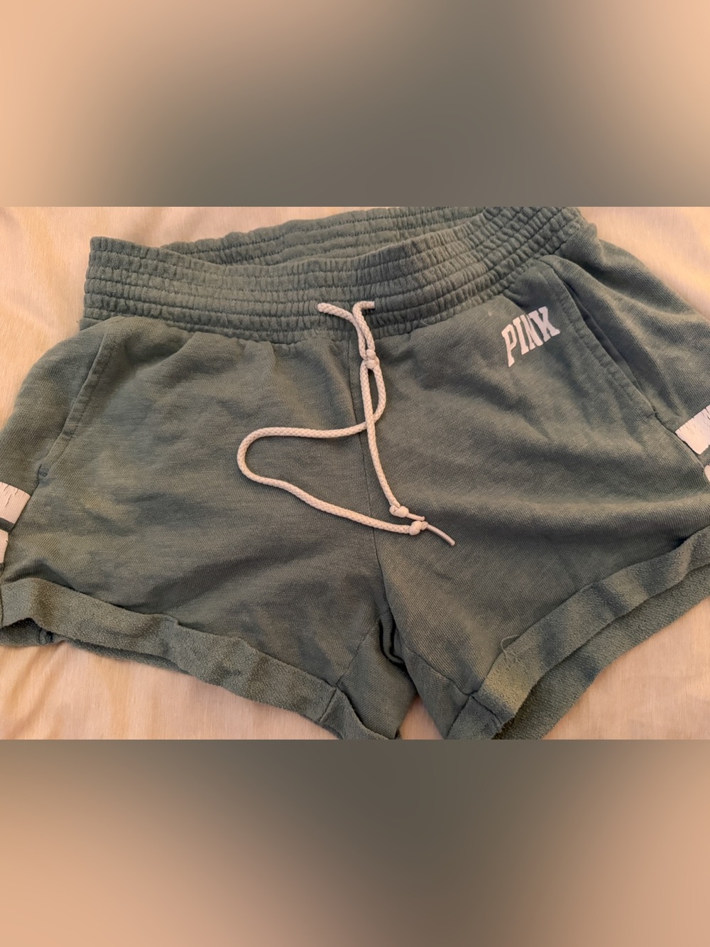 PINK Victoria's Secret Olive Green Drawstring Athletic Shorts